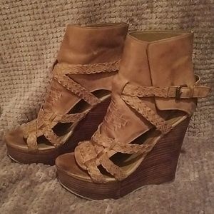 MIA Tan Woven Wedge Sandals